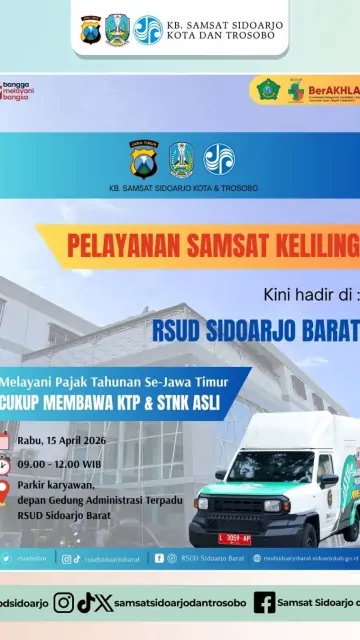 Bayar Pajak Kendaraan Sambil Berobat, Layanan ‘Sam-Rene’ Hadir di RSUD Sidoarjo Barat Besok